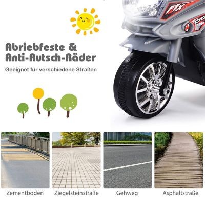 COSTWAY Kindermotorrad mit 3 PP Radern  bunten Scheinwerfern Детский мотоцикл с 3 полипропиленовыми колесами и яркими фарами.