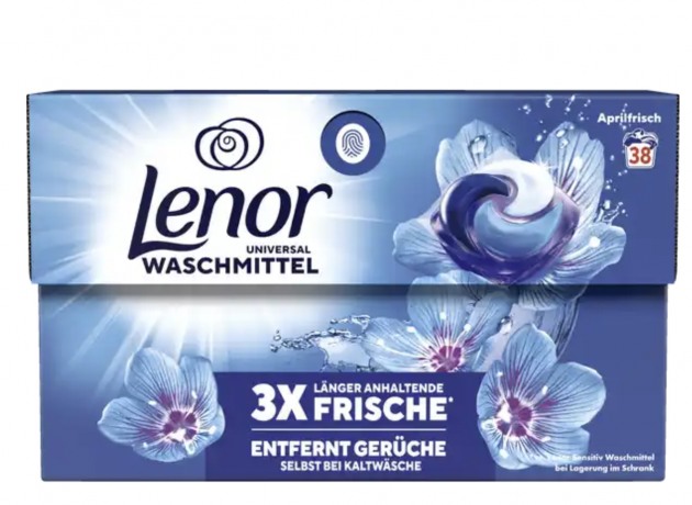 Lenor Vollwaschmittel Pods Aprilfrisch, 38 Wl, Капсулы для стирки Ленор 3 в 1 Апрельская свежесть, 38 шт