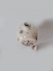 Ulmer Keramik Винтажный керамический кувшин с пробкой "Пейзажи", ручная роспись, 18см x 10см, Германия, 1960-70гг.