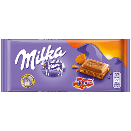 Milka & Daim Альпийский молочный шоколад с карамелью 100г