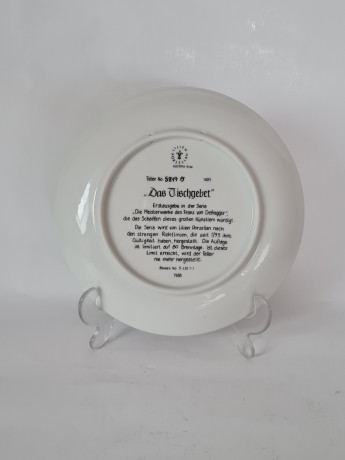 Lilien Porzellan Декоративная фарфоровая тарелка "Молитва перед ужином", коллекционная номерная 5849, художник Ф. Дефреггер, 20 см, Германия, 1988г.