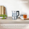 Severin Severin Wasserkocher SEVERIN Mini Glas Wasserkocher 0,5L, Edelstahl-geburstet, max. 1100 W, schwarz, WK 3499 Чайник Severin Стеклянный мини-чайник SEVERIN 0,5 л, матовая нержавеющая сталь, макс. 1100 Вт, черный, WK 3499