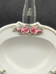 Пепельница винтажная Dekor Dresden c розовыми цветами и позолотой, фарфор, 14 х 3 см, Германия, 1960-70гг.
