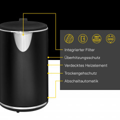 Gutfels Gutfels Wasserkocher WATER 2020, 2200 W, Doppelwandig, 1 Liter Fullvolumen, 360° Sockel, integrierter Filter  Чайник Gutfels WATER 2020, 2200 Вт, с двойными стенками, полный объем 1 литр, основание 360°, встроенный фильтр