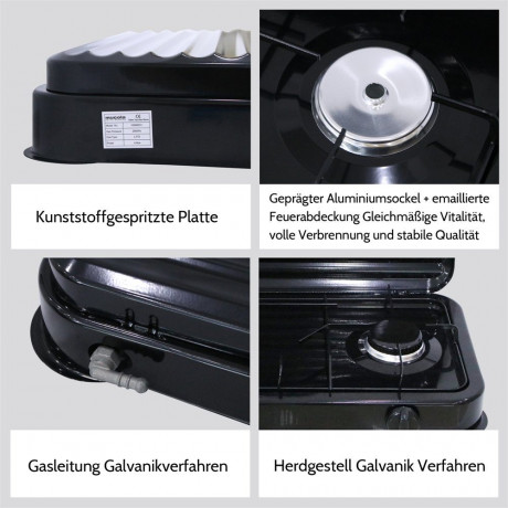 Melko Melko Gaskocher Gaskocher Campingkocher 4 flammig Gasherdplatte Camping Kochfeld, (1-St), Flamme stufenlos regulierbar durch Drehknopf Газовая плита Melko, газовая плита, походная плита, 4 пламени, газовая плита, походная плита, (1 шт.), пламя плав