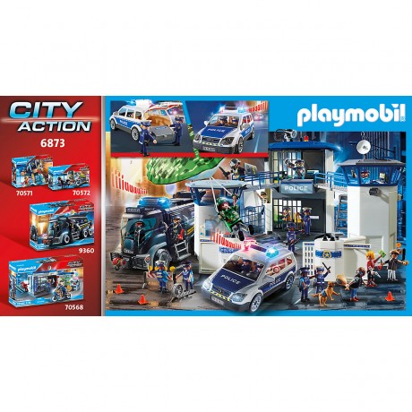 PLAYMOBIL PLAYMOBIL 2er Set: 6873 Polizei-Einsatzwagen + 6878 Polizei-Strassensperre Набор PLAYMOBIL из 2 предметов: полицейская машина 6873 + полицейский блокпост 6878.