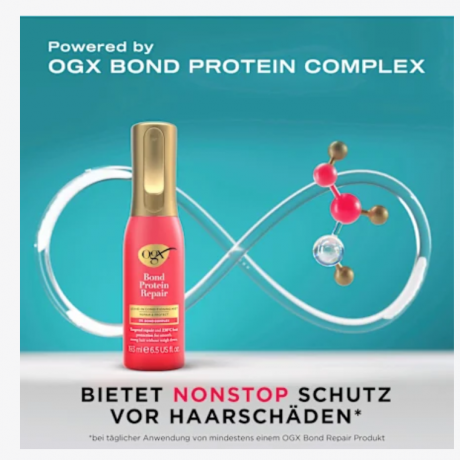OGX Hitzeschutzspray Bond Protein Repair, 193 ml, Термозащитный спрей для волос (США) Bond Protein Repair, защита от температуры до 230 C, восстановление и защита от ломкости, протеиновый комплекс, 193 мл
