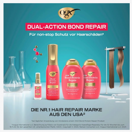 OGX Hitzeschutzspray Bond Protein Repair, 193 ml, Термозащитный спрей для волос (США) Bond Protein Repair, защита от температуры до 230 C, восстановление и защита от ломкости, протеиновый комплекс, 193 мл