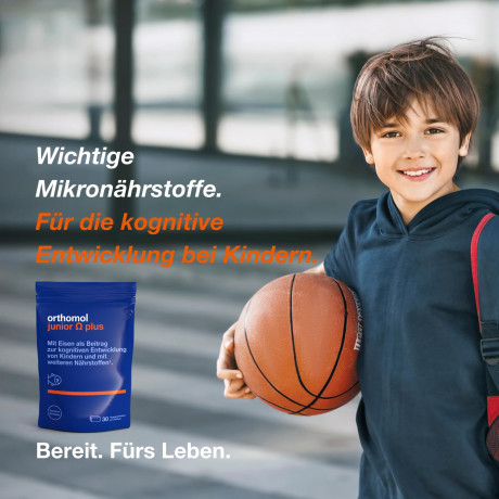 Orthomol Junior Omega Plus Kaudragees 30 portions, Ортомол Омега плюс с железом, омега-3, цинком и витамином B12, для улучшения работы мозга для детей с 4-х лет, ириски с фруктовым вкусом, 30 порций (курс на 30 дней)