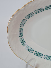 Блюдо овальное винтажное Thun, белый фарфор с зеленым узором и позолотой Natalie, 22 x 13 x 3 см, Чехословакия, 1960-70гг.