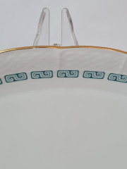 Блюдо овальное винтажное Thun, белый фарфор с зеленым узором и позолотой Natalie, 22 x 13 x 3 см, Чехословакия, 1960-70гг.