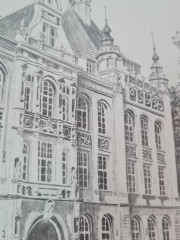 Картина в раме винтажная в черно-белых тонах &quot;Королевский дворец&quot; Brukner Stuttgart, 31,5 x 42 см, Германия, 1960-70гг.