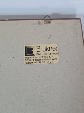 Картина в раме винтажная в черно-белых тонах "Королевский дворец" Brukner Stuttgart, 31,5 x 42 см, Германия, 1960-70гг.