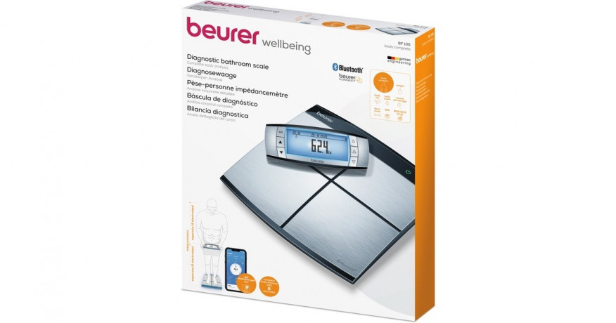 Beurer Beurer Korperanalysewaage BF 105 Body Complete edelstahl (geburstet)/schwarz edelstahl (geburstet)/schwarz Весы для анализа кузова Beurer BF 105 Body Complete, нержавеющая сталь (матовая)/черный