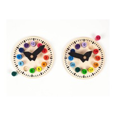 SINA®SPIELZEUG Holzspielzeug Lehruhr klein mit 2 Seiten Деревянные игрушечные обучающие часы маленькие с 2-мя сторонами