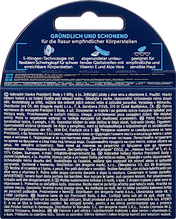 Balea MEN Rasierklingen, precision5 Body, 4 St, Сменные кассеты precision5 Body для бритья тела, 4 шт.