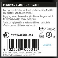 SANTE Mineral Blush 02 Peach, 5 g, Санте Минеральные румяна Mineral Blush, оттенок 02 Peach (персиковый), 5 г
