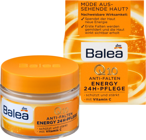 Balea Tagescreme Q10 Anti-Falten Energy 24h-Pflege, 50 ml Балеа Дневной крем против морщин с Q10 и Витамином С