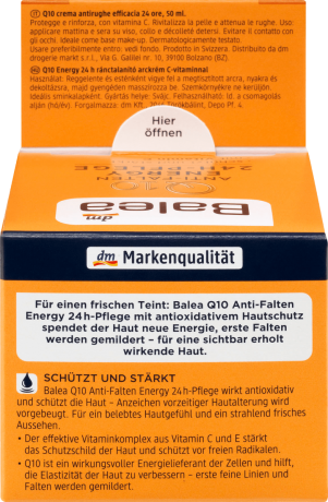 Balea Tagescreme Q10 Anti-Falten Energy 24h-Pflege, 50 ml Балеа Дневной крем против морщин с Q10 и Витамином С