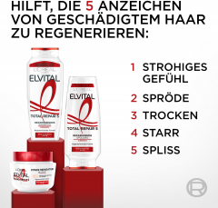 L'Oreal Paris Elvital Total Repair 5 Reparierende Spuelung, 250 ml, Восстанавливающий кондиционер для повреждённых волос, укрепление структуры и лёгкое расчёсывание, 250 мл
