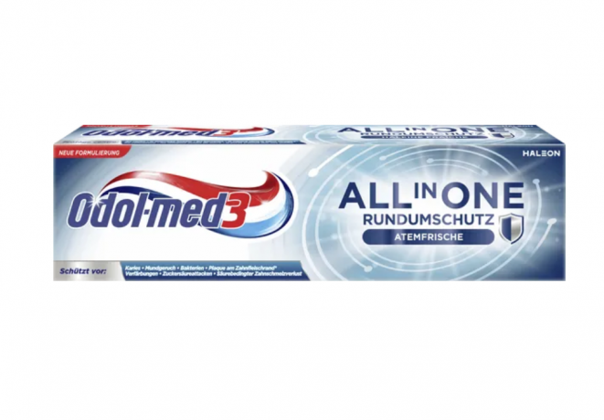 Odol med3 All in One Rundumschutz Atemfrische Zahncreme Универсальная зубная паста для комплексной защиты и освежения дыхания 75мл