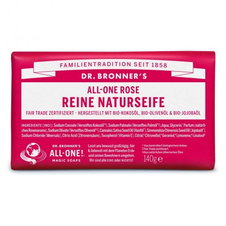 Dr. Bronner's Rose All-One Reine Naturseife 140g Роза универсальное чистое натуральное мыло 140г