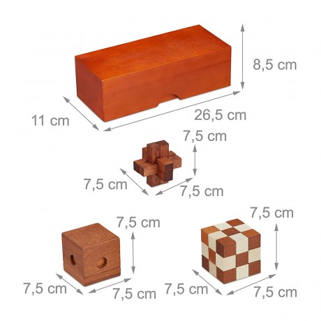 relaxdays Holz Knobelspiele Set Деревянный набор для головоломки
