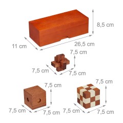 relaxdays Holz Knobelspiele Set Деревянный набор для головоломки