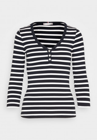 Tommy Hilfiger SLIM Long sleeved top brenton/white/desert sky SLIM Топ с длинными рукавами Брентон/белый/небо пустыни