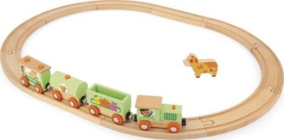 Janod Eisenbahn Bauernhof mit Schienenstrecke Story Железнодорожная ферма с историей железной дороги