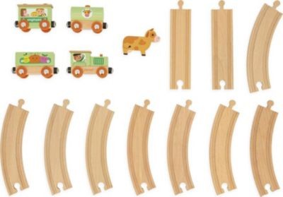 Janod Eisenbahn Bauernhof mit Schienenstrecke Story Железнодорожная ферма с историей железной дороги