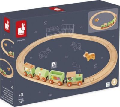 Janod Eisenbahn Bauernhof mit Schienenstrecke Story Железнодорожная ферма с историей железной дороги