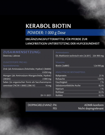Equistro: Kerabol Biotin 1 кг + Mega Base 3 кг, Набор для лошадей: копыта, шерсть, витамины