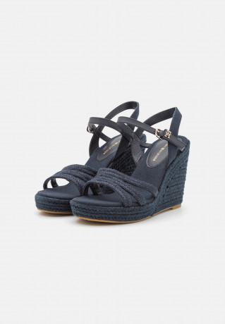 Tommy Hilfiger ESSENTIAL BASIC WEDGE High heeled sandals space blue ESSENTIAL BASIC WEDGE Босоножки на высоком каблуке космический синий