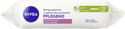 NIVEA Reinigungstucher Pflegend, 25 Stuck, Нивеа Очищающие салфетки ухаживающие, аргановое масло и гиалурон, для сухой кожи, 25 шт