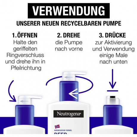 Neutrogena Bodylotion Norwegische Formel Deep Moisture Mandeloel, 250 ml, Neutrogena Норвежская формула Deep Moisture Лосьон для сухой и огрубевшей кожи тела с миндальным маслом, 250 мл