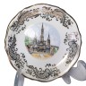 Limoges France Basilique Notre-Dame-du-Rosaire, Лимож Коллекционное блюдце в золоте "Базилика Святого Розария в Лурде", лиможский фарфор, 9,5 см, Франция 1960г.