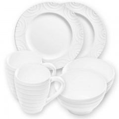Gmundner Keramik Gmundner Keramik Weissgeflammt Huttenfruhstuck Gourmet fur 2 Personen Set 6-tlg. Gmundner Ceramics Weissgeflammt Завтрак для гурманов на 2 персоны, набор из 6 предметов.
