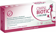 OMNI BIOTIC iMMUND 30stk, Бактерии + витамин D для укрепления иммунитета для детей и взрослых, леденцы с клубничным вкусом, без сахара, 30 шт