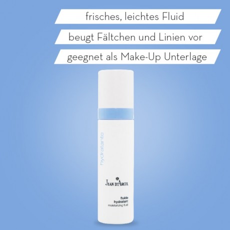 JEAN D'ARCEL fluide hydratant HYDRATANTE Gesichtsfluid unterstutzt die hauteigene Schutzbarriere Fluide Hydrant HYDRATANTE флюид для лица поддерживает собственный защитный барьер кожи