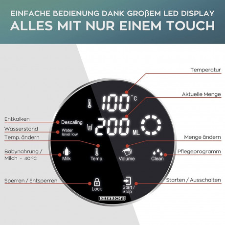 Heinrich?s Heinrich?s Heisswasserspender HWS 8731 Wasserkocher, 2.7 l, 2600,00 W, 7 verschiedene Temperatureinstellungen, Wassertank abnehmbar  Диспенсер для горячей воды Heinrich HWS 8731, чайник, 2,7 л, 2600,00 Вт, 7 различных температурных режимов, съе
