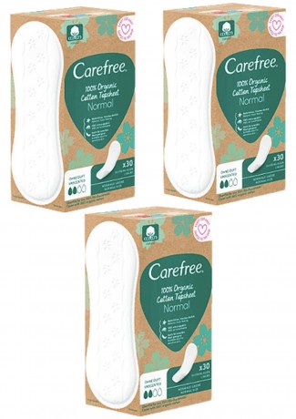 Carefree Slipeinlagen Organic Cotton Normal 30 St, Карефри Ежедневные прокладки из органического хлопка Normal 30шт, 3 упаковки (90штук)