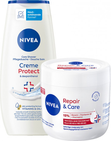 NIVEA Creme Repair & Care + Creme Protect & Dexpanthenol, набор из 2 кремов, Нивеа Набор кремов для рук, глицерин и декспантенол, восстановление и защита
