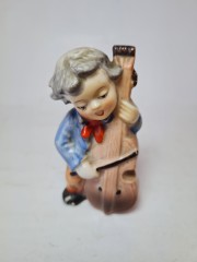 Винтажная фарфоровая фигурка "Музыкант с контрабасом", 5см x 9см, Япония, 1960-70гг.