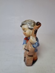Винтажная фарфоровая фигурка "Музыкант с контрабасом", 5см x 9см, Япония, 1960-70гг.