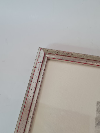 Картина в раме винтажная в черно-белых тонах "Фонтан" Brukner Stuttgart, 31,5 x 42 см, Германия, 1960-70гг.