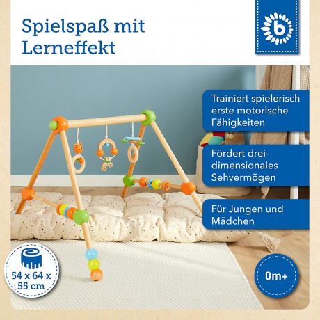 bieco Spieltrapez  Spielbogen fur Babys -Figuren Rasseln Kugeln- Hohenverstellbar Holz Spielbogen Игровая арка-трапеция для малышей