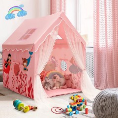 COSTWAY® Spielzelt Spielhaus mit Vorhang  Matte fur 2-4 Kinder Игровая палатка с ковриком для штор для 2-4 детей.