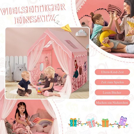 COSTWAY® Spielzelt Spielhaus mit Vorhang Matte fur 2-4 Kinder Игровая палатка с ковриком для штор для 2-4 детей.