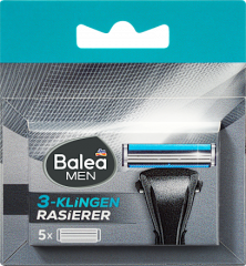 Balea MEN Rasierklingen, 3-Klingen Rasierer, 5 St, Сменные трёхлезвийные кассеты с алоэ вера и витамином E, 5 шт.